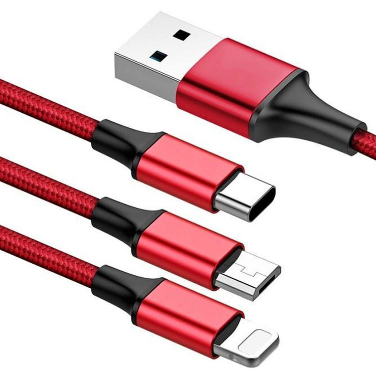 کابل تبدیل USB به microUSB/لایتنینگ/USB-C اسکای دلفین مدل S63E به طول 1.2 متر