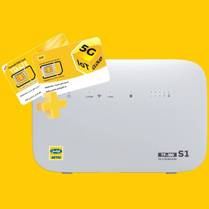 مودم TD-LTE ایرانسل مدل TF-i60 S1 به همراه سیم کارت دیتا FD/TDLTEو بسته 20 گیگ یک ماهه