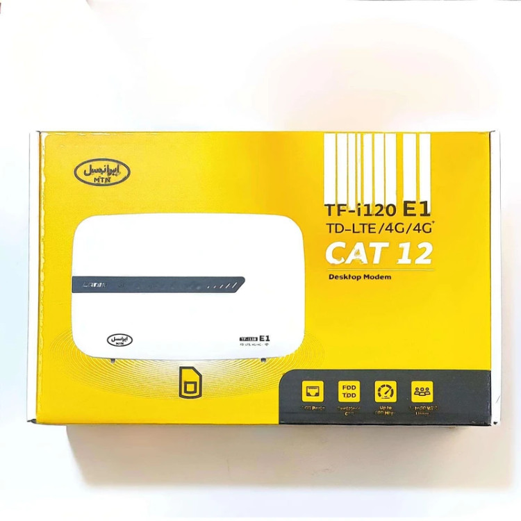 مودم 4G/TD-LTE ایرانسل مدل TF-i120 E1 با سیم اصلی دیتا TD و 50 گیگ اینترنت 1ماهه